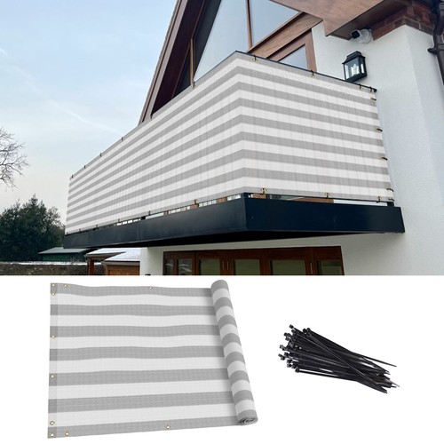 3ft tall gray stripe balcony - gray,